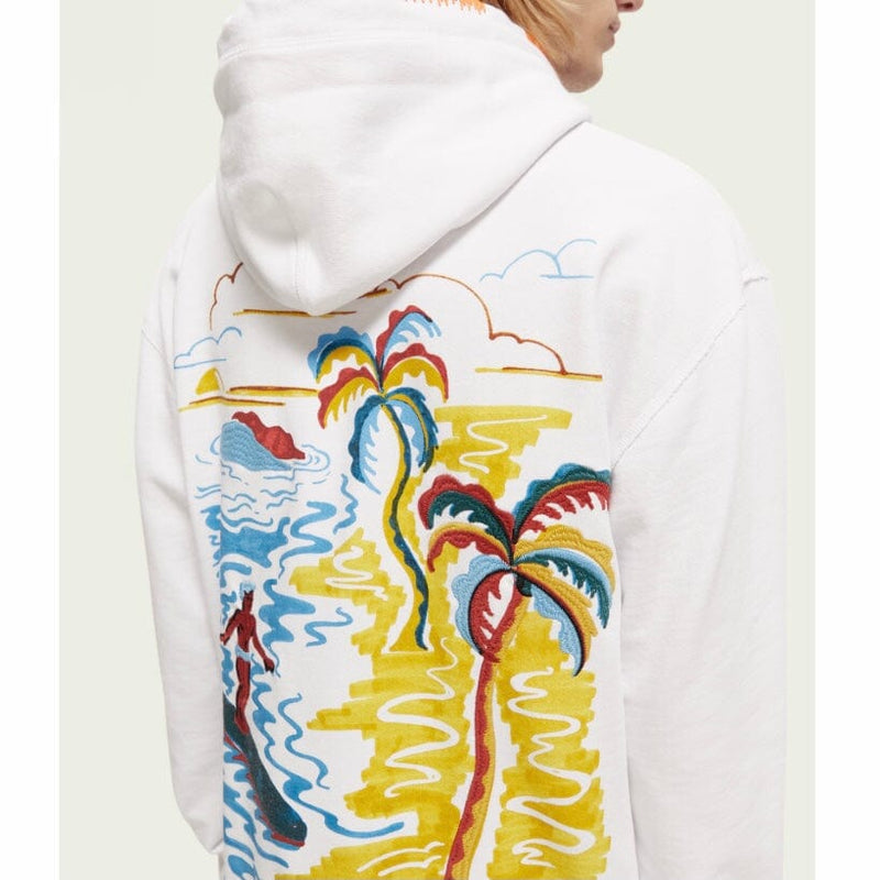 Scotch & Soda Relaxed Fit Artwork Hoodie (White) 172310