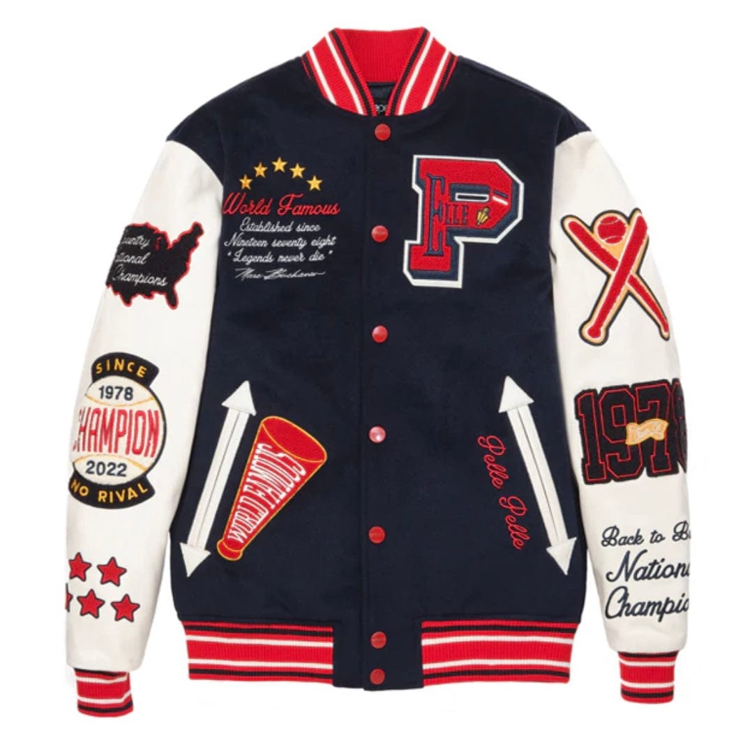 Pelle Pelle Varsity Jacket (Navy/Cream) – City Man USA