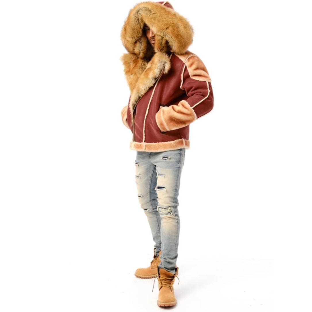 Jordan Craig EL Jefe Shearling Moto Jacket (Brick) 91518