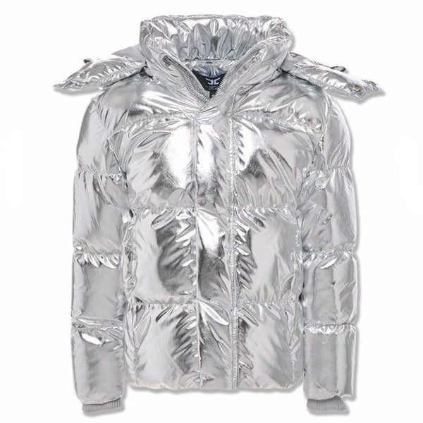Boys Jordan Craig Metallic Hooded Bubble Jacket (Silver) 91542MB