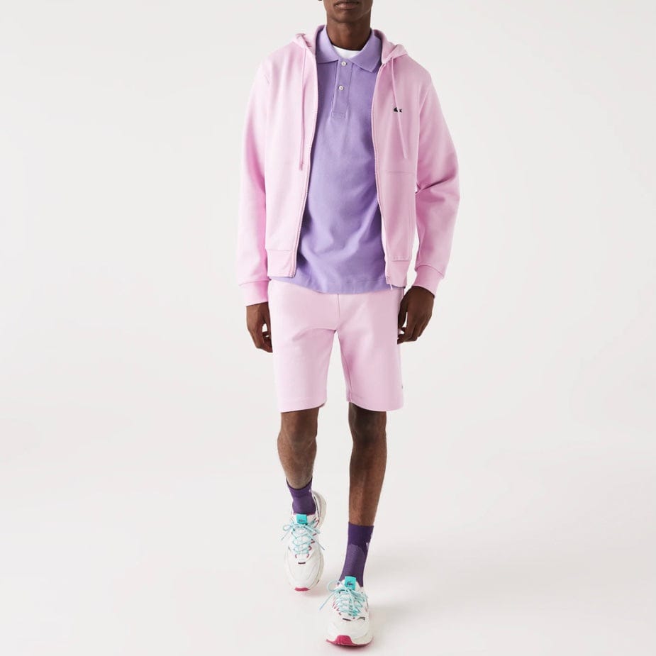 Lacoste Kangaroo Pocket Color-Blocked Hoodie (Pink) SH9626-51