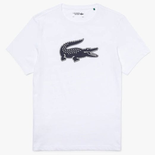 Lacoste Sport 3D Print Crocodile Breathable Jersey T Shirt (White/Navy) TH2042