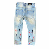 Kids Dna Black & Red Paint Spotted Jeans (Blue Sand Wash) HP05