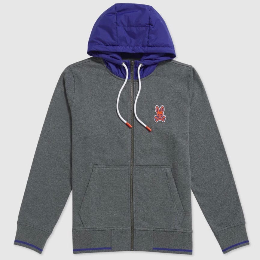 Psycho Bunny Bayles Chain Stitch Hoodie (Heather Storm) B6H313Q1FT