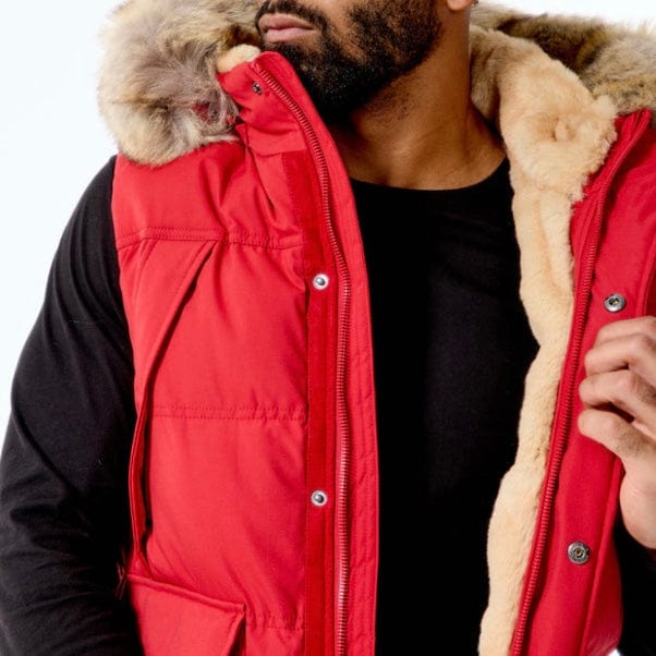 Jordan Craig Yukon Fur Lined Puffer Vest (Red) 9371V