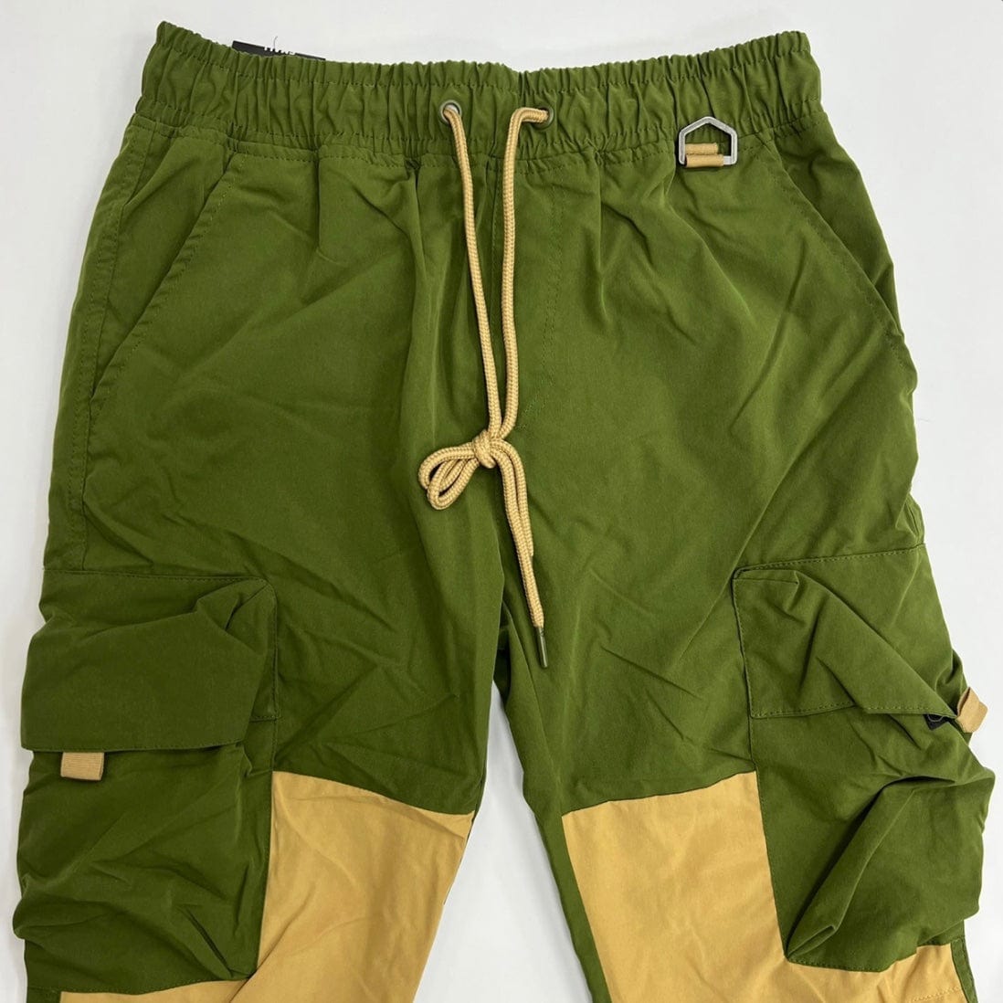 Rebel Minds Nylon Cargo Colorblock Pants (Olive) 122-431