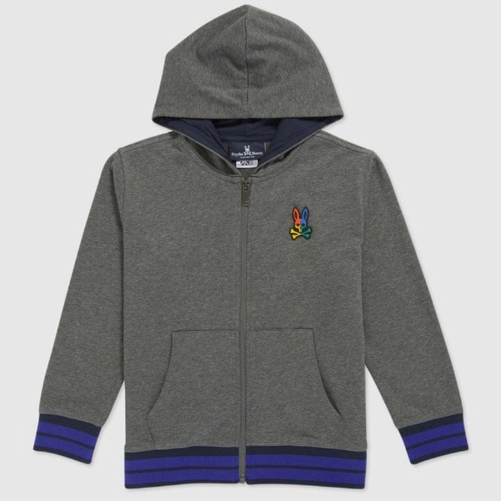 Kids Psycho Bunny Warwick Color Block Logo Hoodie (Heather Storm)