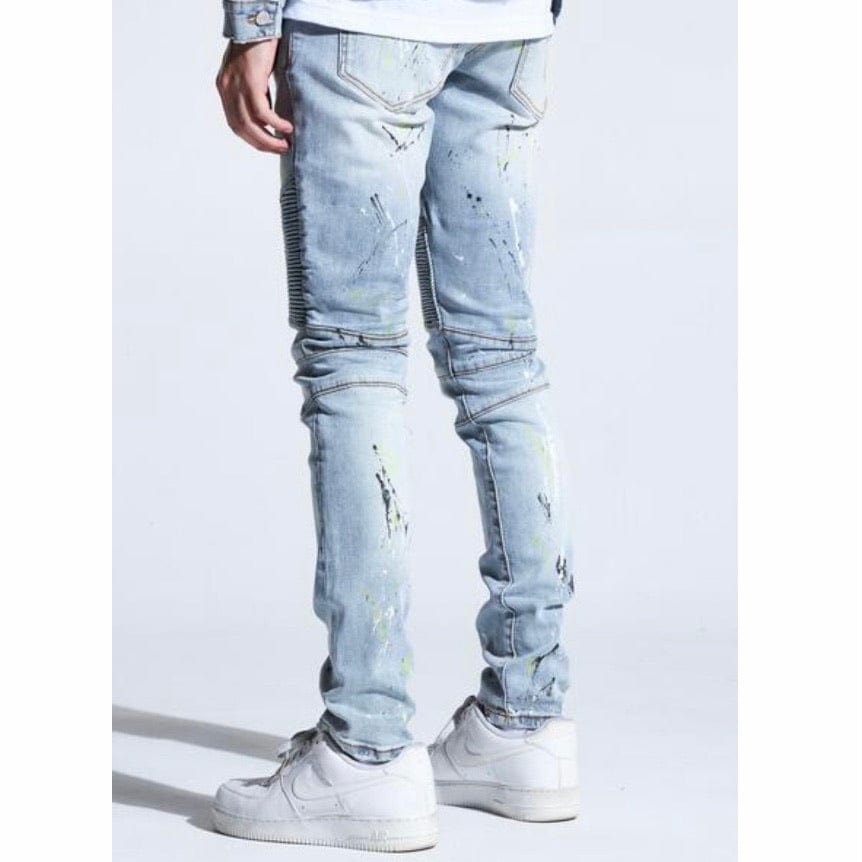 Crysp Skywalker Biker Denim Jeans (Light Indigo Paint) CRYSPHOL20-104