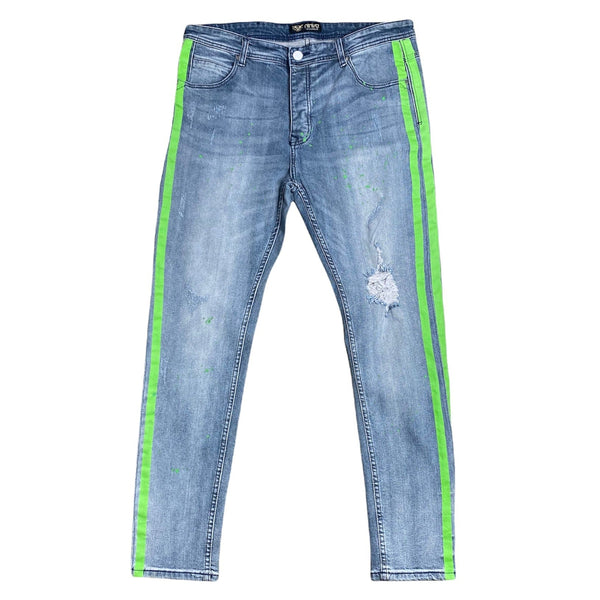 Niniva Rinse Volt Striped Jean (Green) - NIN326