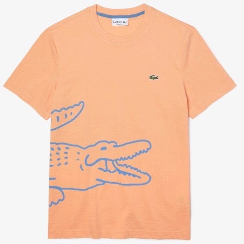 Lacoste Crew Neck Crocodile Print Organic Cotton T Shirt (Light Orange) TH0458