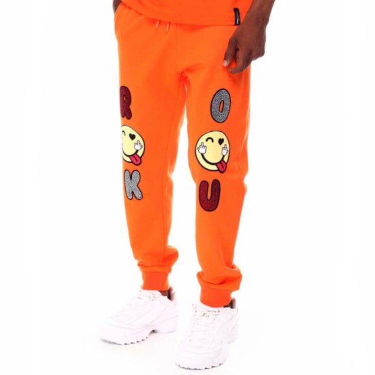 Roku Studio Rhinestone No Hard Feelings Sweatpants (Orange) RK4480511-ORG