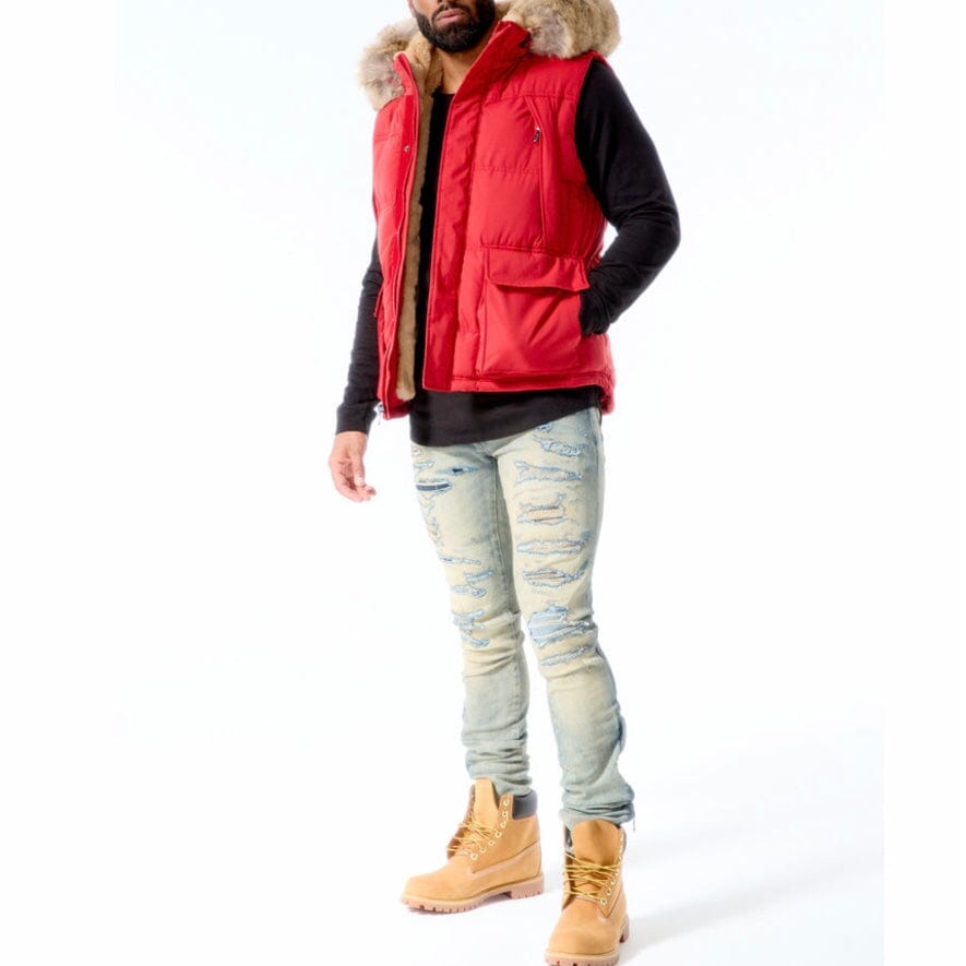 Jordan Craig Yukon Fur Lined Puffer Vest (Red) 9371V