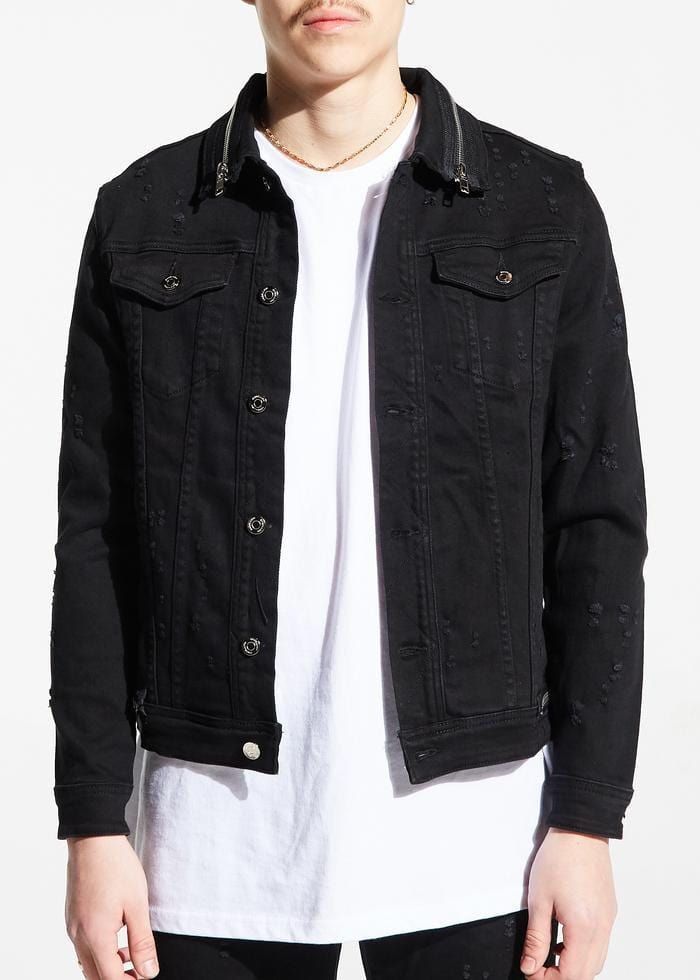 EMBELLISH PARKER DENIM JACKET BLACK EMBSP119-203