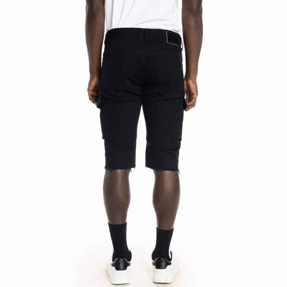 Smoke Rise Rip & Repair Semi Basic Twill Shorts (Black) JS22234