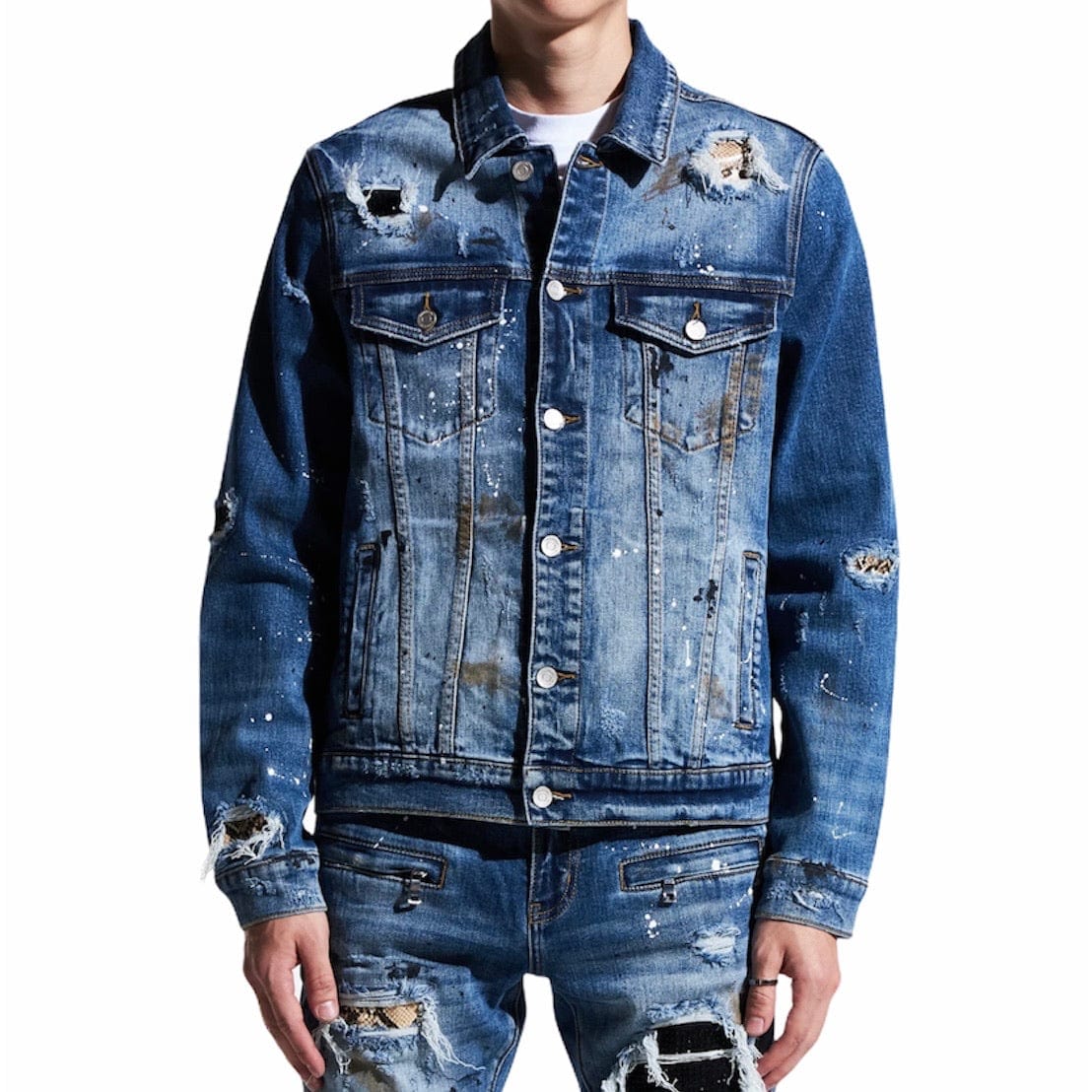 Embellish Crawley Denim Jacket (Indigo Patchwork) EMBSP121-205