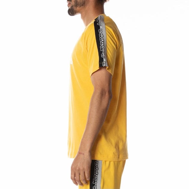 Kappa Logo Tape Davirec T Shirt (Yellow/Grey/Black) 331B8EW