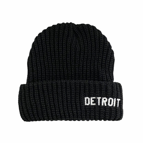 Ink Detroit Cable Knit Beanie (Black)
