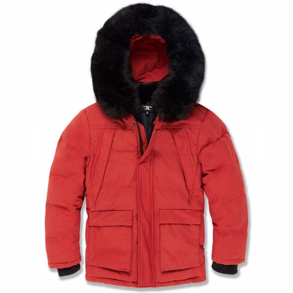 Kids Jordan Craig Bismarck Fur Lined Parka Jacket (Red) 91537K