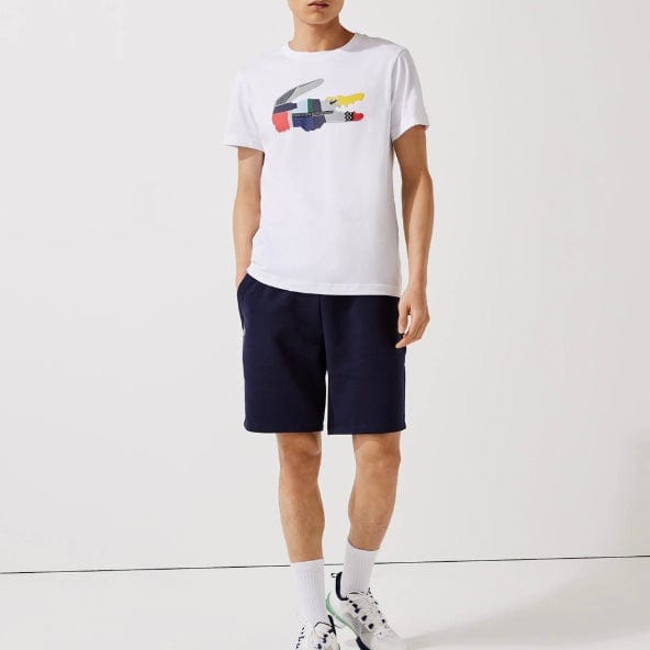 Lacoste Sport Patchwork Crocodile Print T Shirt (White) TH0822