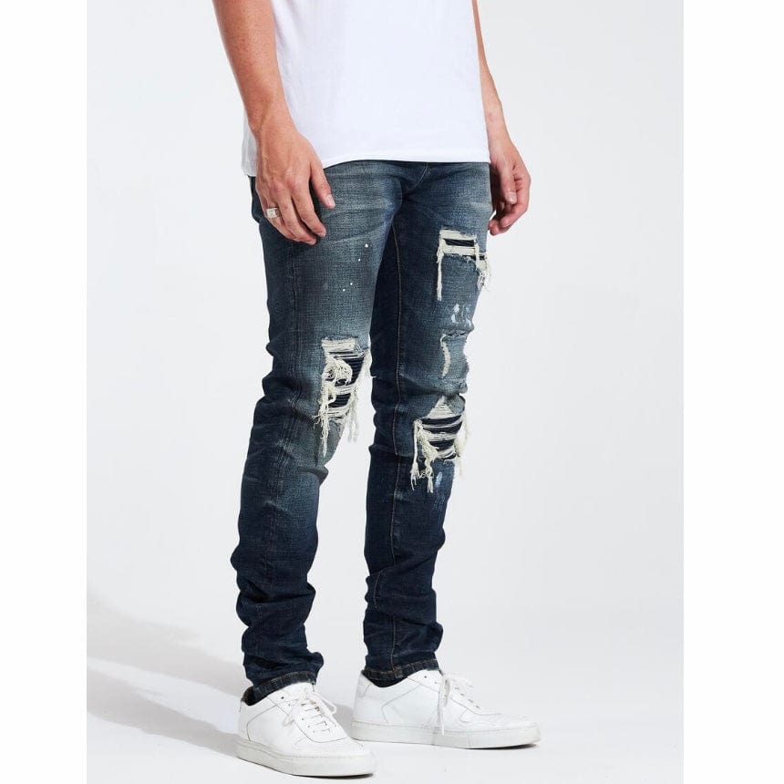 Embellish Slate Rip & Repair Denim (Medium Blue Wash) EMBHOL21-2-14