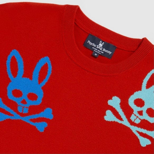 Psycho Bunny Lacomb All Over Bunny Sweater (Red) B6E169W1CO