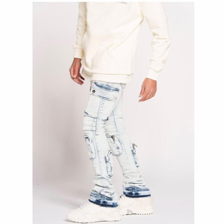 Pheelings Never Look Back Cargo Flare Stack Denim (Light Blue)