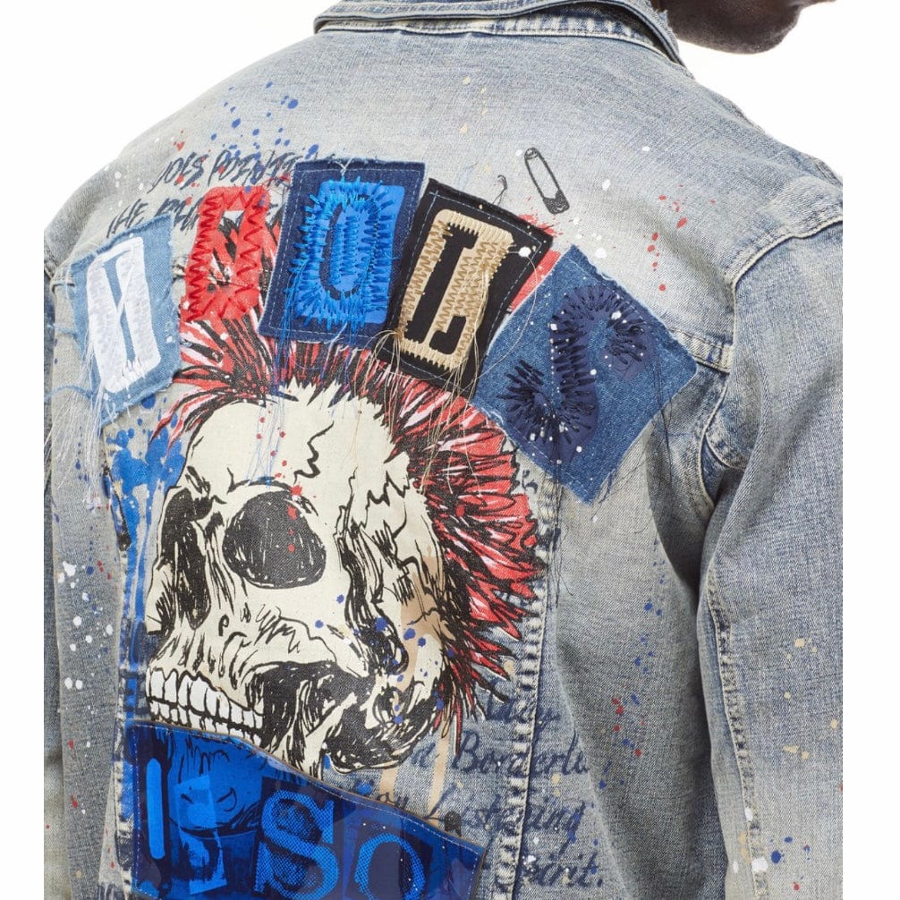 Smoke Rise Doodle Fashion Denim Jacket (Heritage Blue) JJ21611