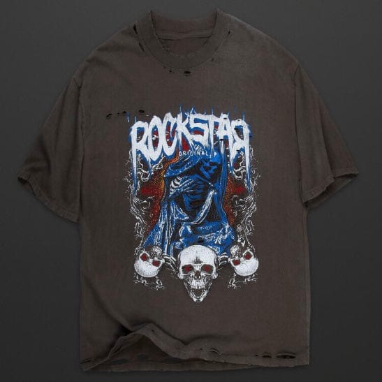 Rockstar Original Ozzy Oversized Graphic T Shirt (Dark Grey)