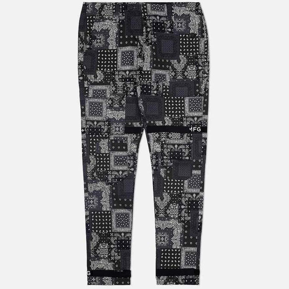 8&9 Strapped Up Utility Paisley Pants (Black/White) PSSTRPABLK