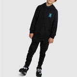 Kids Psycho Bunny Bennett Popover Hoodie (Black) B0H419R1FT