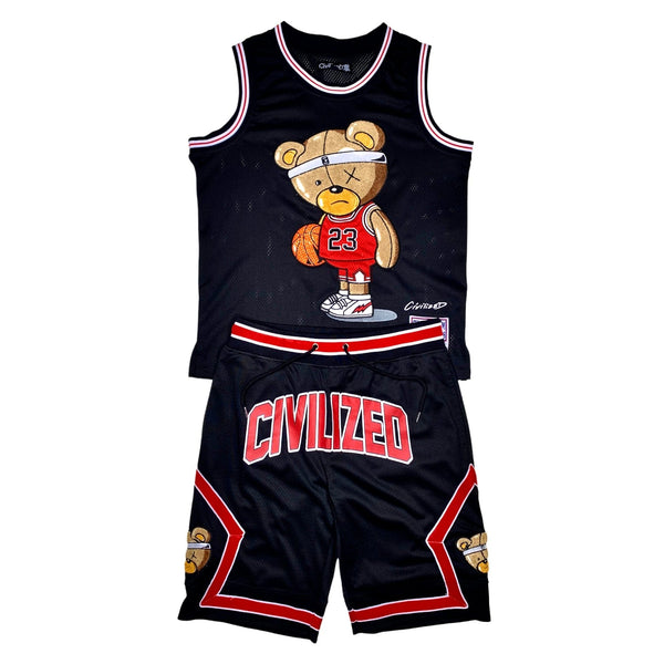 Civilized All Star Bear Jersey & Short Set (Black) CV11941195BLK