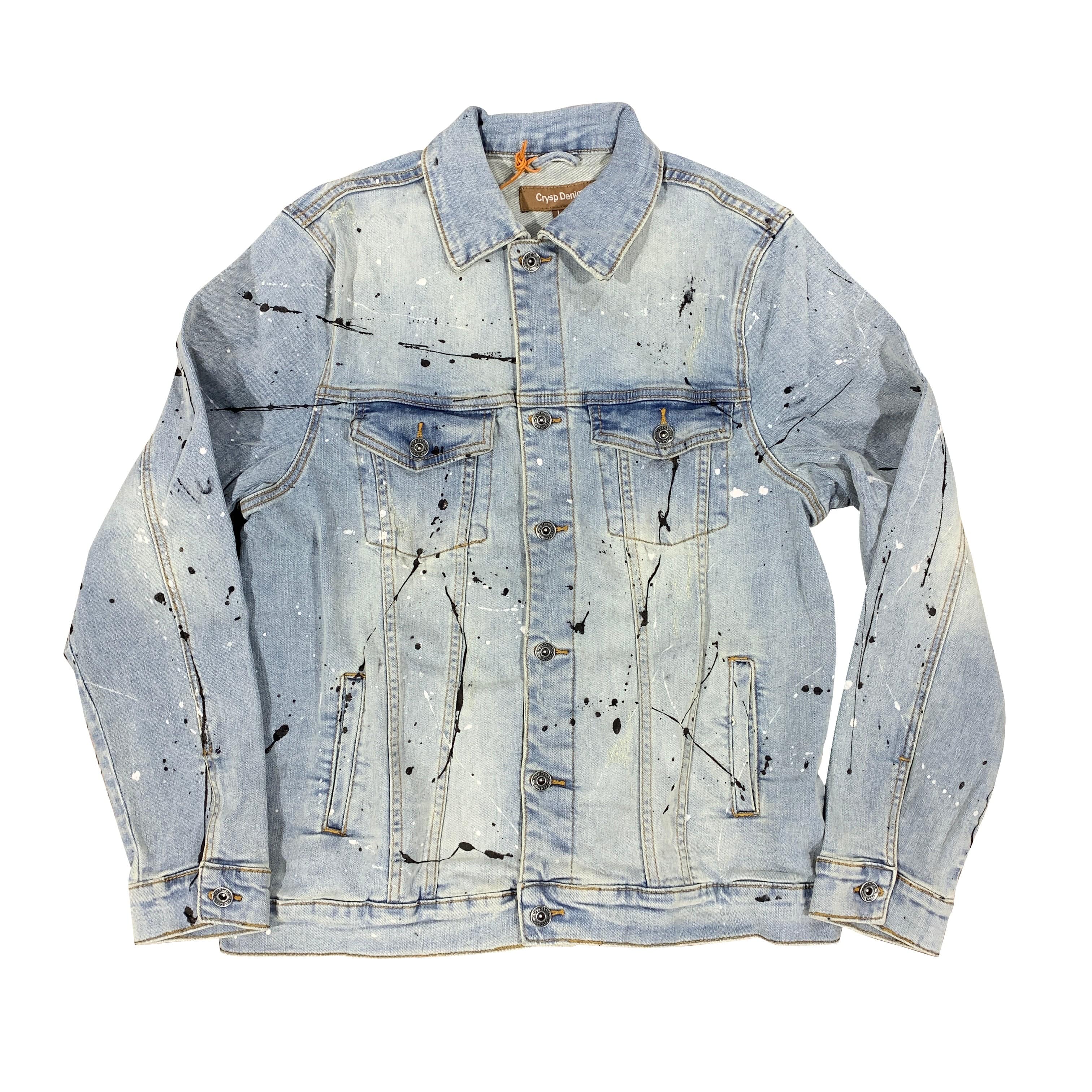 Crysp Bering Denim Jacket Light Vintage Paint Splatter