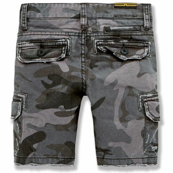 Kids Jordan Craig War Torn Cargo Shorts (Black Camo) 4453CK