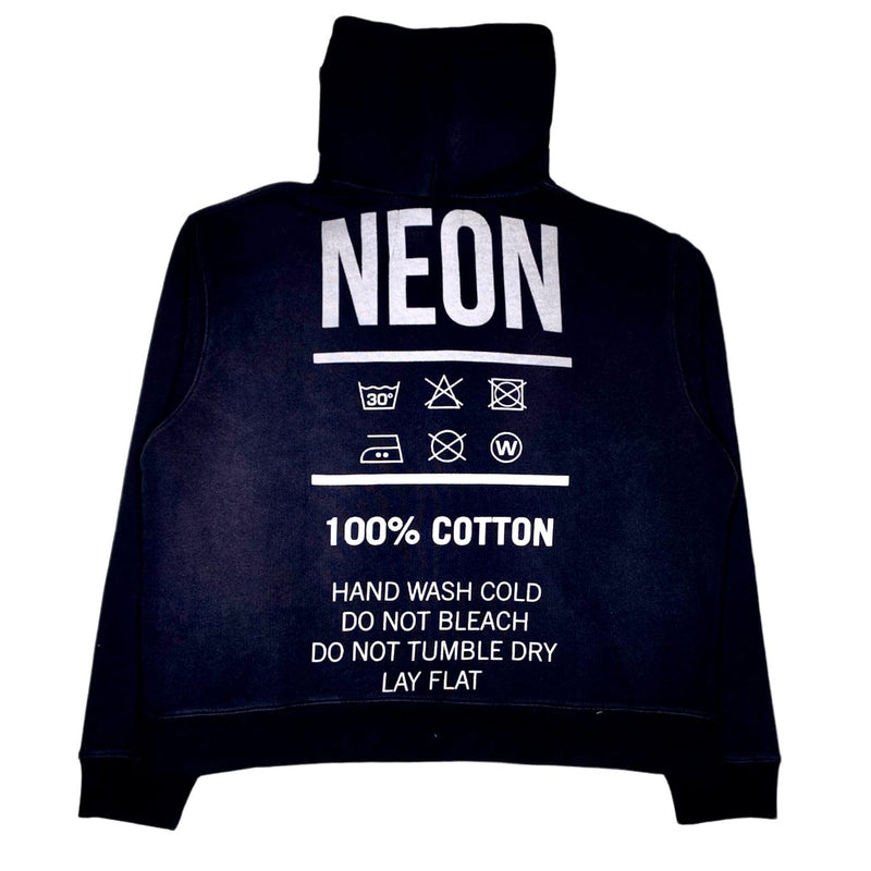 Neon Denim Care And Content Hoodie (Black) STH-115
