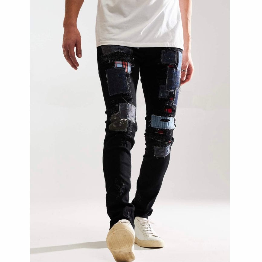 Embellish Silas Denim Jean (Black Patchwork) EMBF221-107