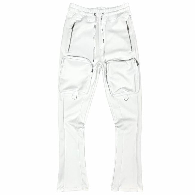 Motive Denim Cargo Stacked Track Pants (White) MT100