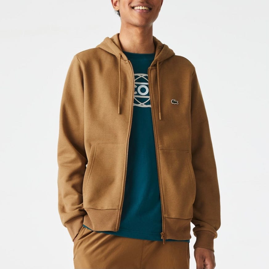 Lacoste Kangaroo Pocket Color-Blocked Hoodie (Brown) SH9626-51