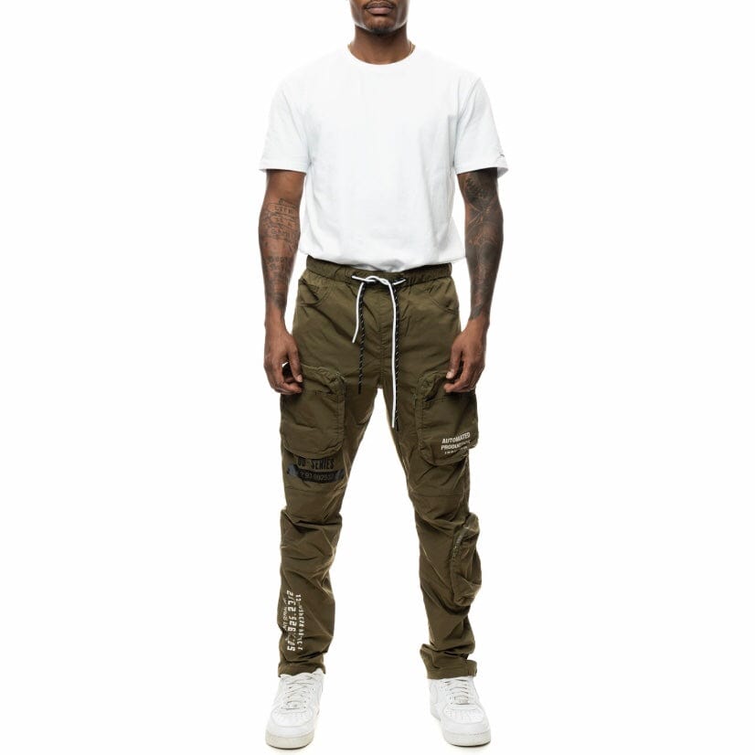 Smoke Rise Printed Utility Fashion Pants (Olive) WP22282R