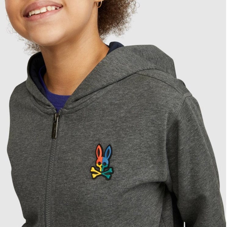 Kids Psycho Bunny Warwick Color Block Logo Hoodie (Heather Storm)