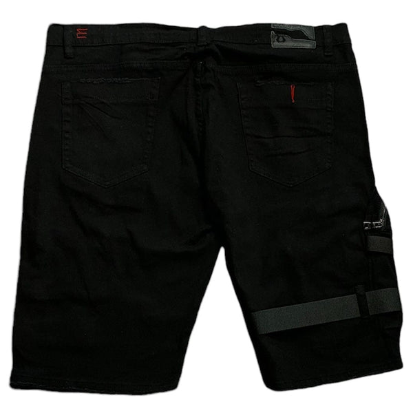 Industrial Indigo Cargo Denim Shorts (Black) INT-WB-273