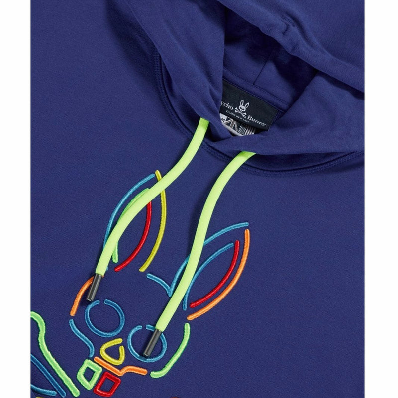 Psycho Bunny Barbon Neon Glow Hoodie (Bold Blue) B6H120Q1FT