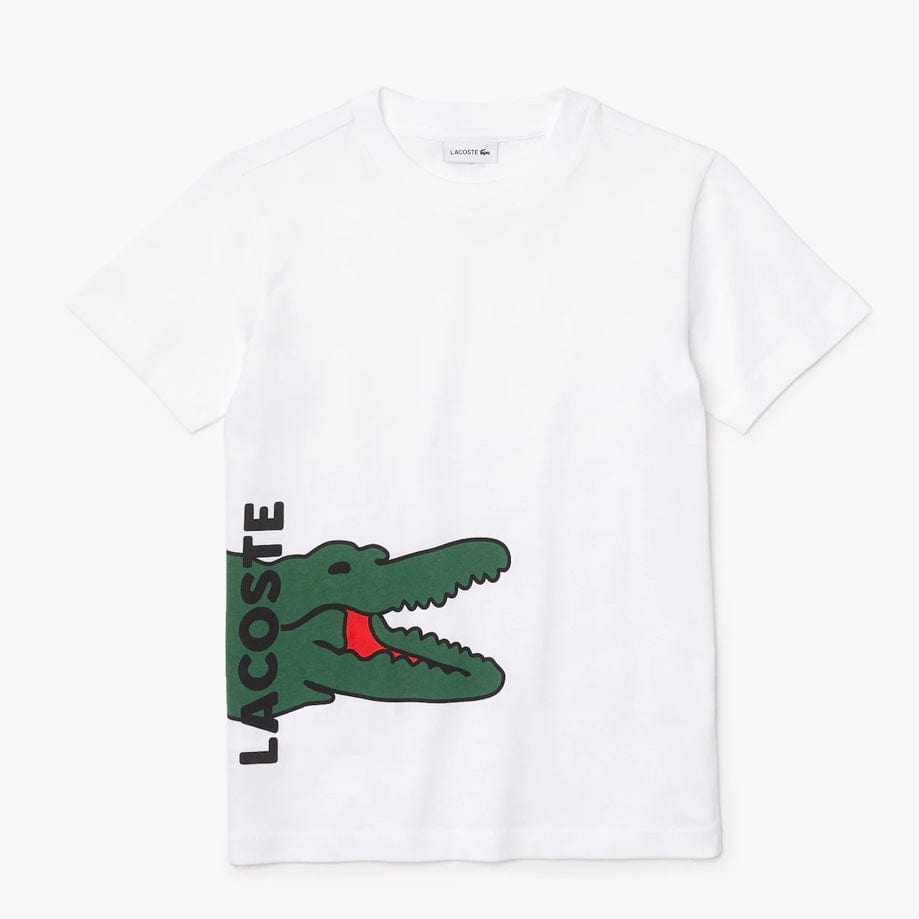 Lacoste Boys' Crew Neck Printed Crocodile Cotton T-shirt White TJ684751SBH