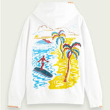 Scotch & Soda Relaxed Fit Artwork Hoodie (White) 172310