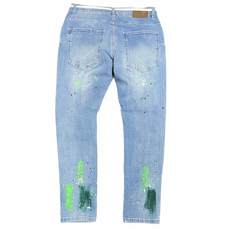 Spark Paint Splattered Denim Jeans (Light Blue) S11200