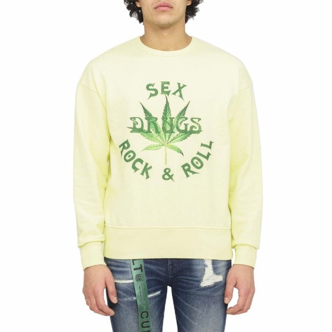 Cult Of Individuality Novelty Fleece Crew Neck (Lemon) 621B11-FC24A