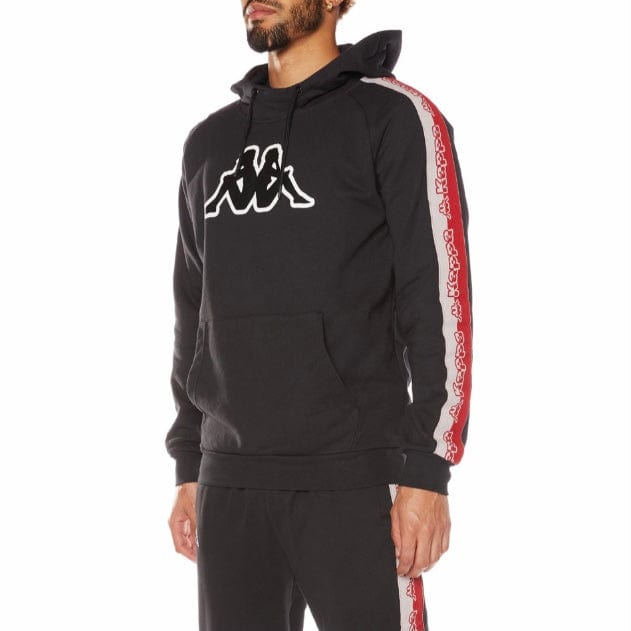 Kappa Logo Tape Dapet Hoodie (Black/Grey/Red) 33194WW