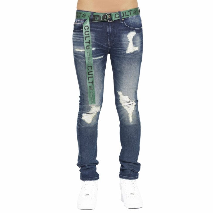 Cult Of Individuality Punk Super Skinny Belted Jeans (Nash) 621B11-SS04R
