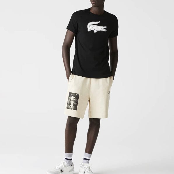 Lacoste Sport 3D Print Crocodile Breathable Jersey T Shirt (Black/White) TH2042
