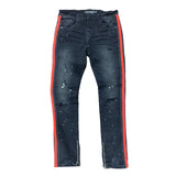 Foreign Local Red Striped Splattered Jeans (Black) FL-09701