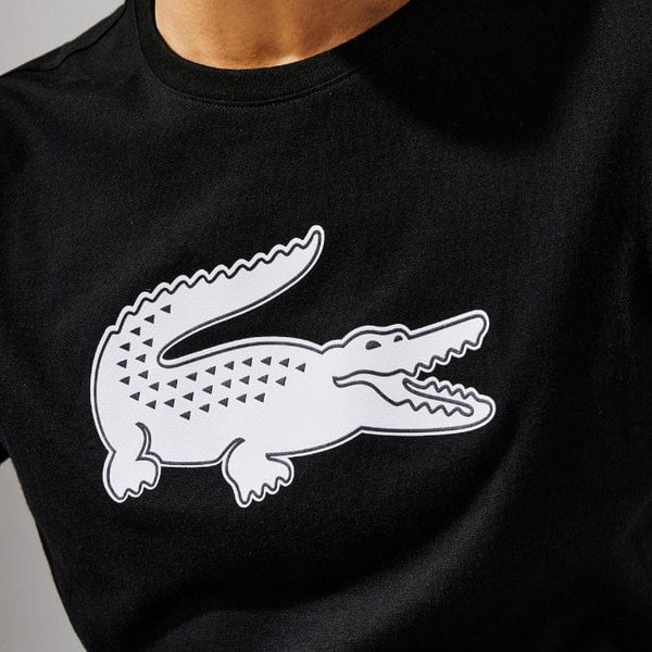 Lacoste Sport 3D Print Crocodile Breathable Jersey T Shirt (Black/White) TH2042